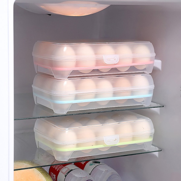 15 Grids Egg Oppbevaringsboks Egg Kartong PP Case Egg Box Tray Pink
