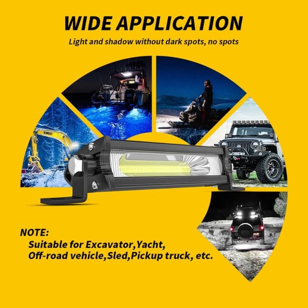 COB Bil LED Arbeidslys DRL Spotlys Høy Lysstyrke Vanntett SUV Black