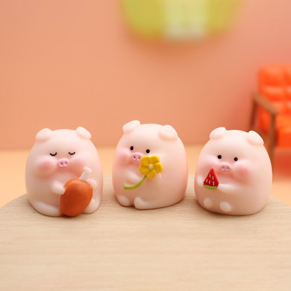 Mini e Pig Figurine Djurmodell Moss Micro Landscape Home Deco A2
