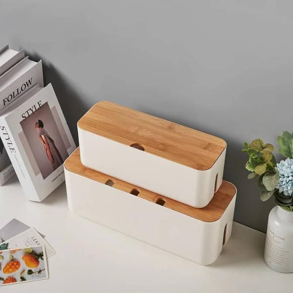 Oppbevaringsboks for strømskinne for ledninger small white