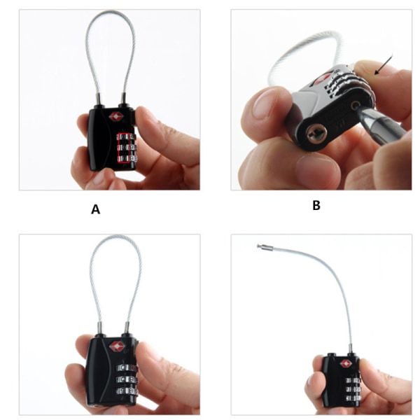 Riippulukko TSA:n tullilukko 3 numeron yhdistelmälukko Anti-the color A