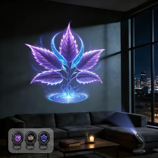 LED USB Sopp Projeksjonslys Drømmende Blad Stjernehimmel Projeksjon Light an 7pcs Film