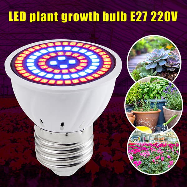 LED Vekstpære E27 220V Fullspektrum 48/60/80LED Lampe B
