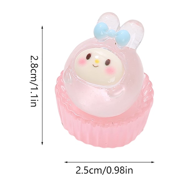 2st självlysande Sanrio Puff Cake Ornament Kuromi Doll Dollhouse M