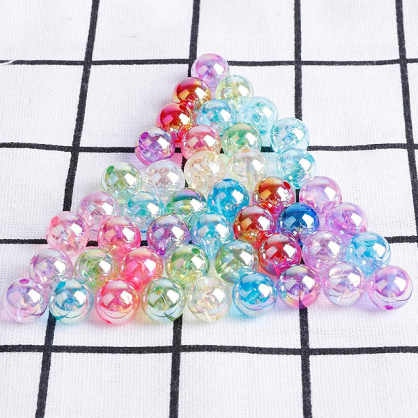 100 stk 6MM Rainbow Candy AB Farge Runde Akrylperler For Jewel Light pink 8MM about50pcs