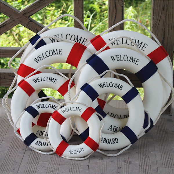 1 stk Velkommen ombord Nautical Lifebuoy Ring Boat Wall Hangin Red