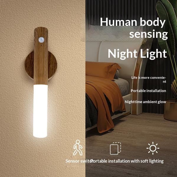 Automatisk rörelsesensor uppladdningsbar 3-läges LED mänsklig kroppsinduktion A