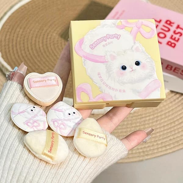 5 stk. Meow Dream Diary Cloudy Puff Sæt Æske Makeup Fikserende Concealer