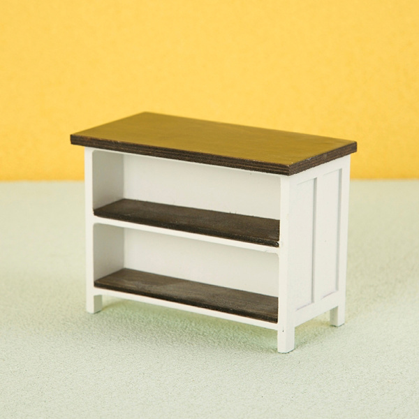 1:12 Dukkehus Miniature Skrivebord Dobbeltlags Opbevaringsbordsmøbel Apricot