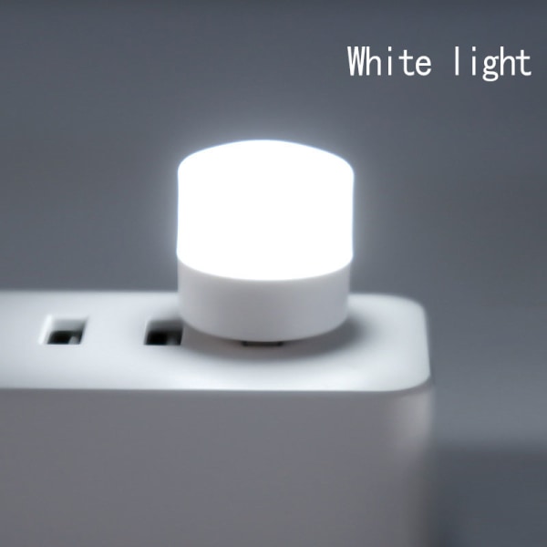 USB Plugg Lampe Mobil Strøm Ladebok Lamper LED Liten Rund white light