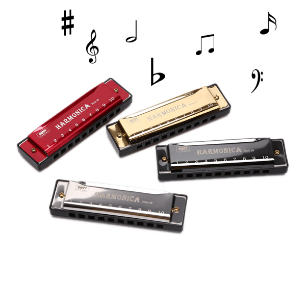 10 hullers Harmonica Mund Orgel Puslespil Musikinstrument Silver