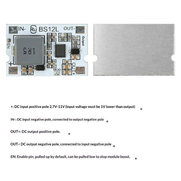 DC-DC Step Up Boost Modul 2.7V-11V Til 5V 12V 10A Med Kortslutning 5V