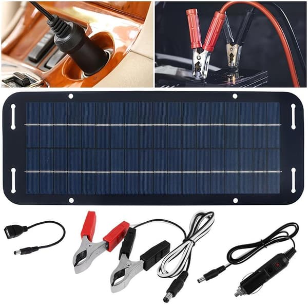 1 sett 40W solcellepanel 6W 6V batteriladersett med klips og U 6W6V