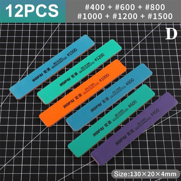 400 til 1500 Mesh Halvstive Pussepinner for Plastmodeller D