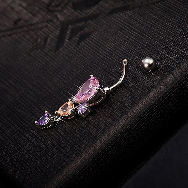 Söt kristall hjärtformad zirkonbåge Belly Button Ring Mode White