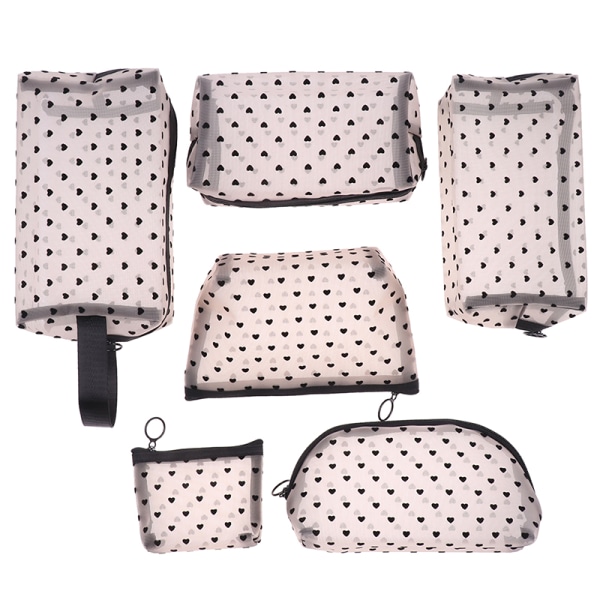 Kosmetisk Mesh Makeup Tasker Etui Holder Sort lynlås Opbevaring Divi Black B