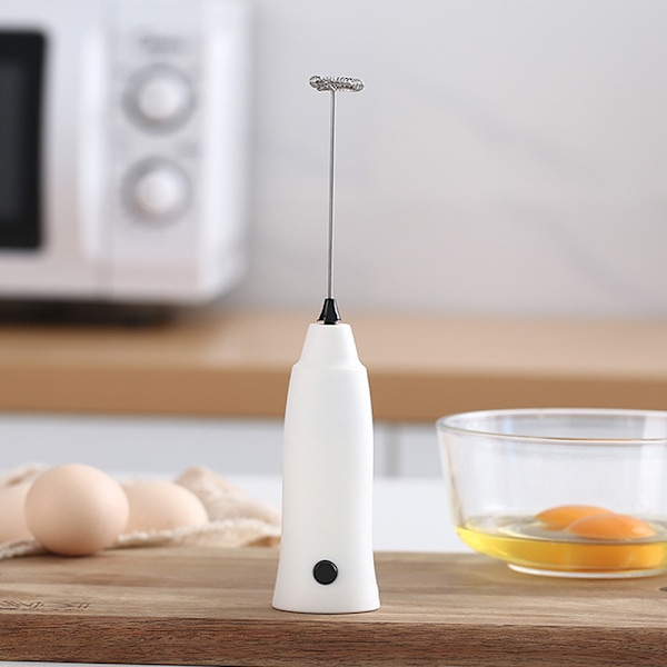 Elektrisk mælkeskummer bærbar blender håndholdt mini drikkeskum White