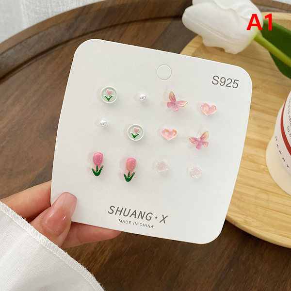 En veckas minimalistisk set av örhänge Tuilp Flower Butterfly Knot A1