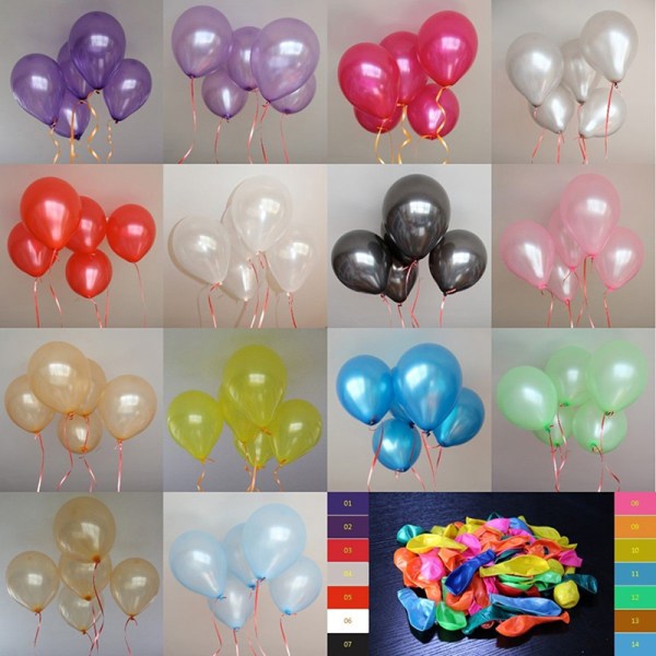 100 stk 10 tommer VANLIG LATEX BALLONGER Fest Bryllup Bursdag des mix color