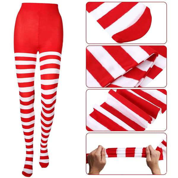 Dametights Ugjennomsiktige strømper Strømpebukse Julefest Makeup Red&White