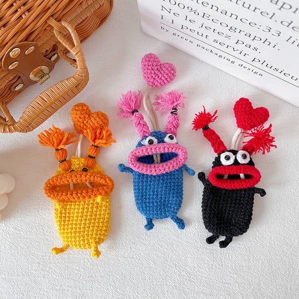Creative e Cartoon Car Key Pack Pølse Munn Strikke Ull Bil A5
