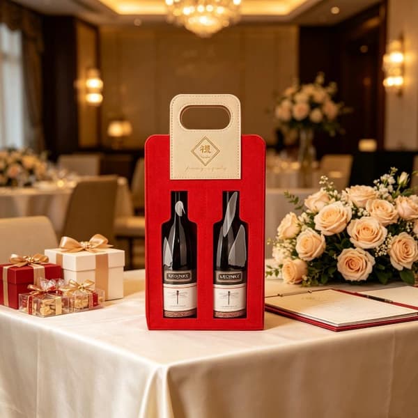Non-woven Fabric With Handle Wine Gift Bag With Transparent Win A1