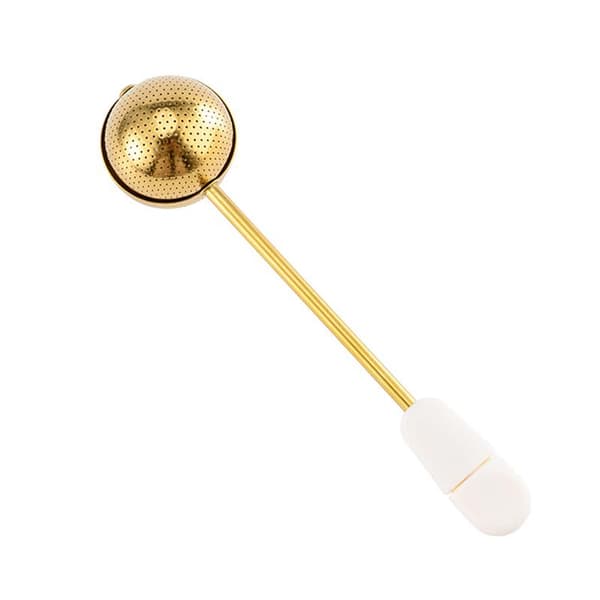 Tekugle-infuser med langt håndtag i rustfrit stål, genanvendelig si Gold