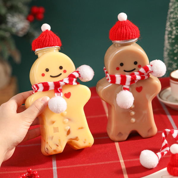 500 ml Gingerbread Man -pullo karhun muotoinen muovinen juomakuppi Chris Transparent Bottle