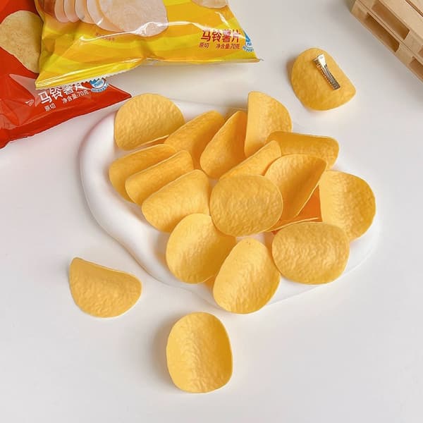 Sjove simulerede kartoffelchips-hårnåle til piger, kvinder