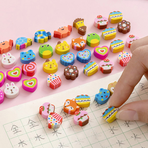 50 stk/pose Kawaii Eraser Creative Cartoon Mini Pencil Rubber Ani A4