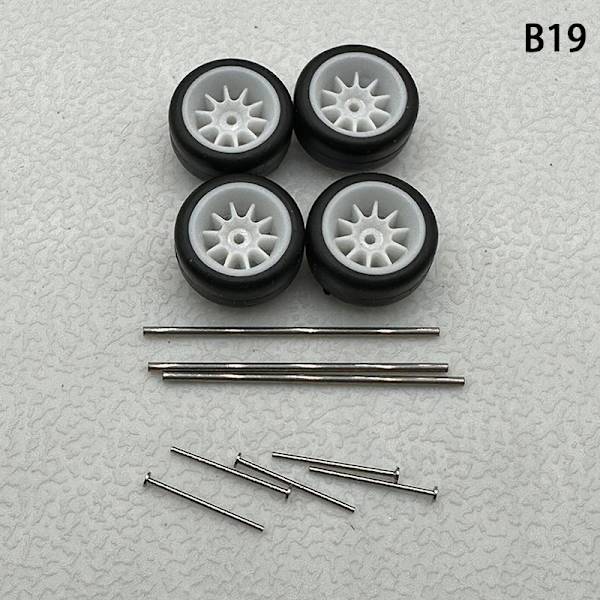 1 set 1/64 mallin auton pyörät kumirenkailla muokatut osat Ve B19 10Claws White