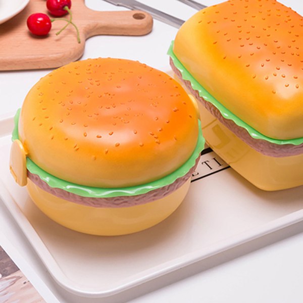 Hamburger Lunch Box Double Tier Burger Bento Box Kan användas i mikrovågsugn B