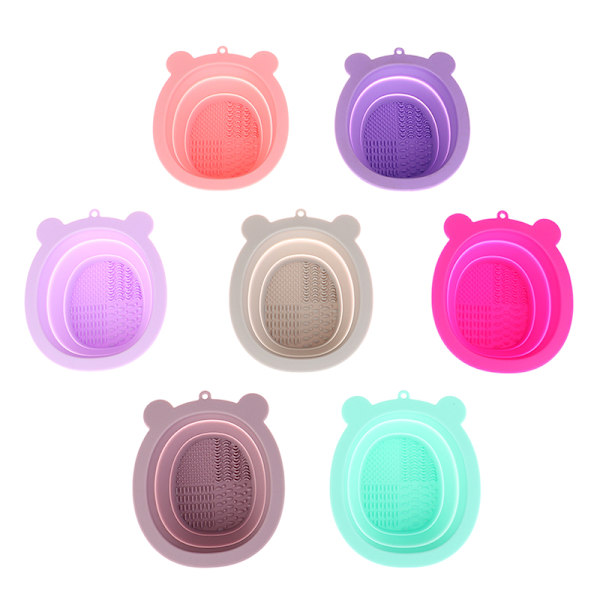 Makeup Brush Cleaner Scrubber Pads Tvätt silikonmatta DIY Mas Pink
