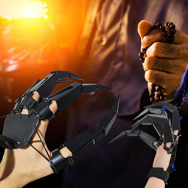 Halloween artikulerede fingre skelet hånd cosplay handske spøgelse Black 1Pair