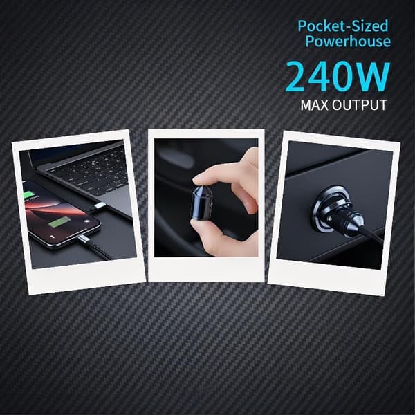 1 stk 240W Mini Billader Hurtiglading PD USB Type C Biltelefon 240W