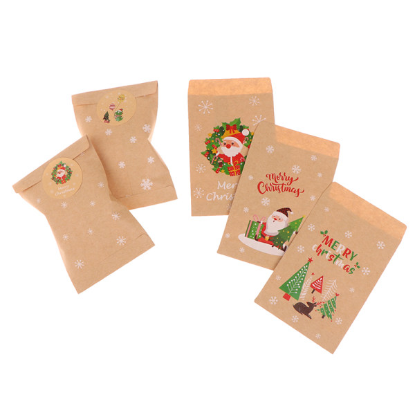 48 stk Christmas Kraft papirposer Xmas Favor Candy Cookie Gift W