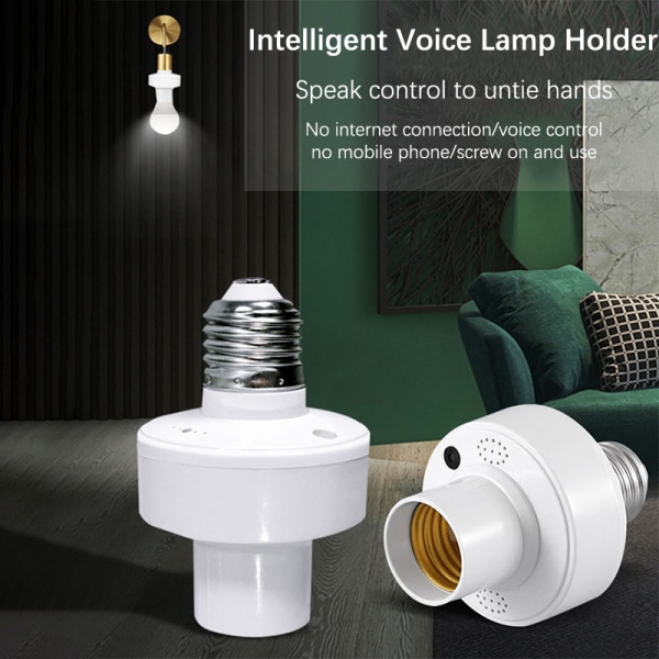 1Pc Offline ligent Voice Lamp Head Socket Adapter E27 LED-lampe