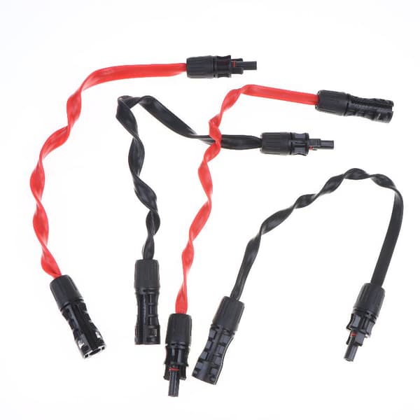 2 stk. flat solcellepanel forlengelseskabel 12AWG 10AWG 4mm2 6mm2 Con 12AWG 4mm2