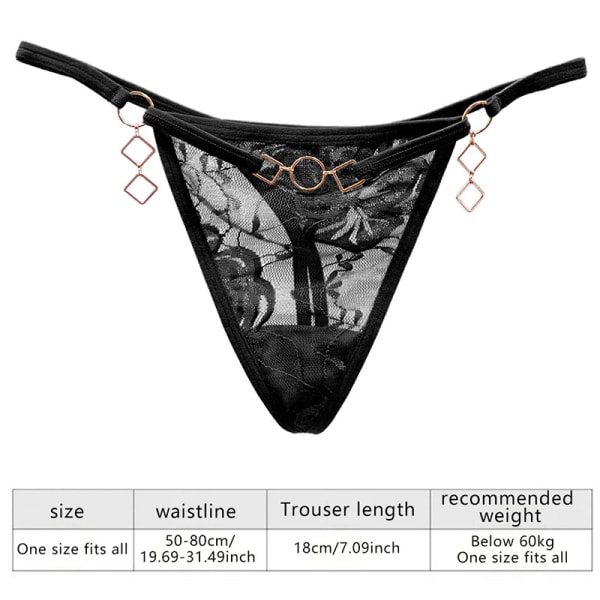 Naisten Sexy Geometric Metal G-string stringit T-selkä Alusvaatteet Pan Black