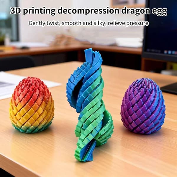 3D-printet dekompresjonsdrageegg-leketøy, jevnt roterende fidget-ball A1