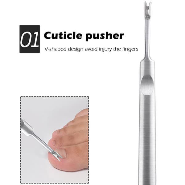 Fodpleje i rustfrit stål icle Pusher Remover Nail Cleaner Pedi OENSIZE