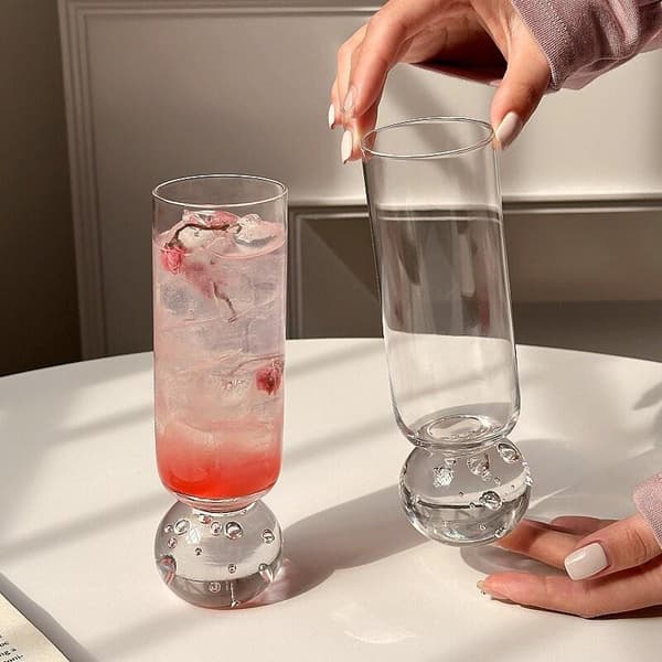 1 st rakt glas med kulbricka kaffe mjölk glas bubbla 1PCS
