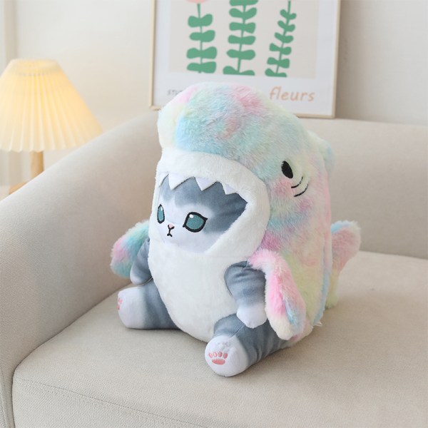 Kawaii Shark Cat Plysch Mjuk Plysch Uppstoppad Animal Shark Cat & Fo A1