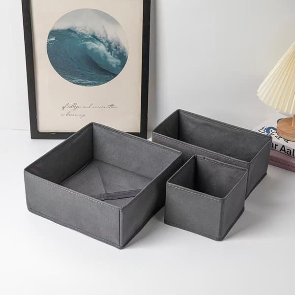 Oppbevaringsboks for klær Undertøy BH Sokker Skap Skuff Beige 3Pcs set