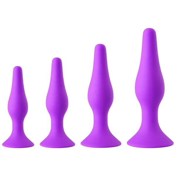1 st silikon analplugg med sugkopp vuxenpärlor Purple Medium