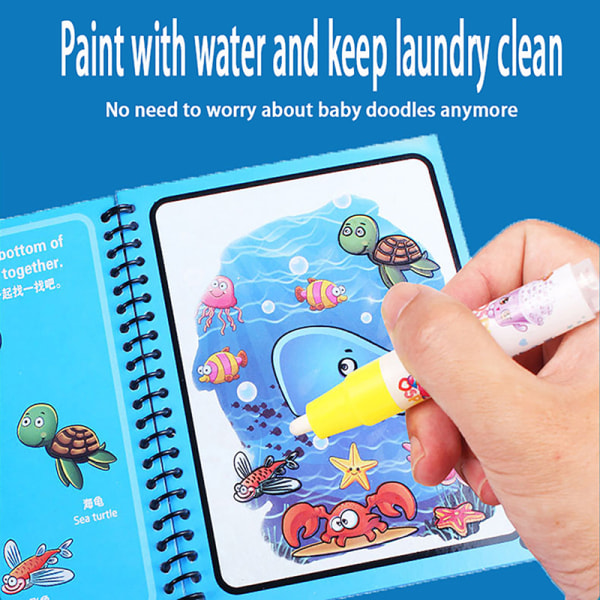 Vattenmålarbok DIY magic ritböcker Baby Early Educatio A2 Sea