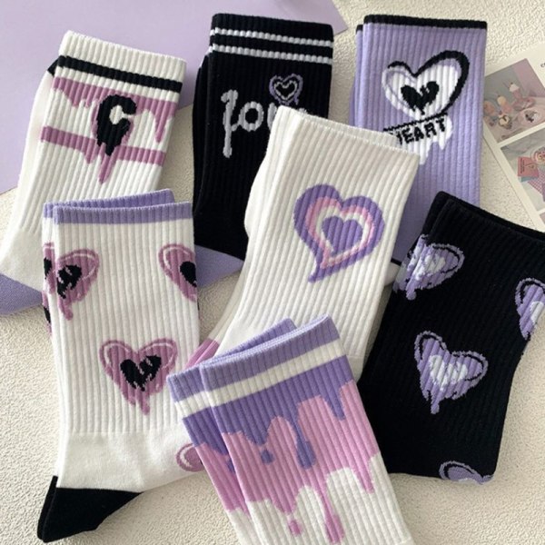 Purple Lovely Socks Lasten Naisten Lämpimät Puuvillasukat Medium A2