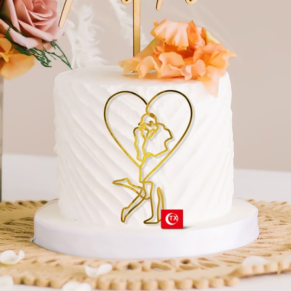 Klassisk guld Cake Topper Girl Minimalistisk konst Lady Face födelsedag E