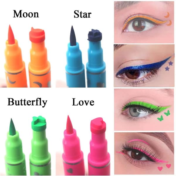 1/4 stk. Dobbelt-endet farve eyeliner mønsterstempel vandfast makeup A1