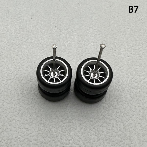 1 Set 1/64 modellbilhjul med gummidäck Modifierade delar Ve B7 10Claws Silver